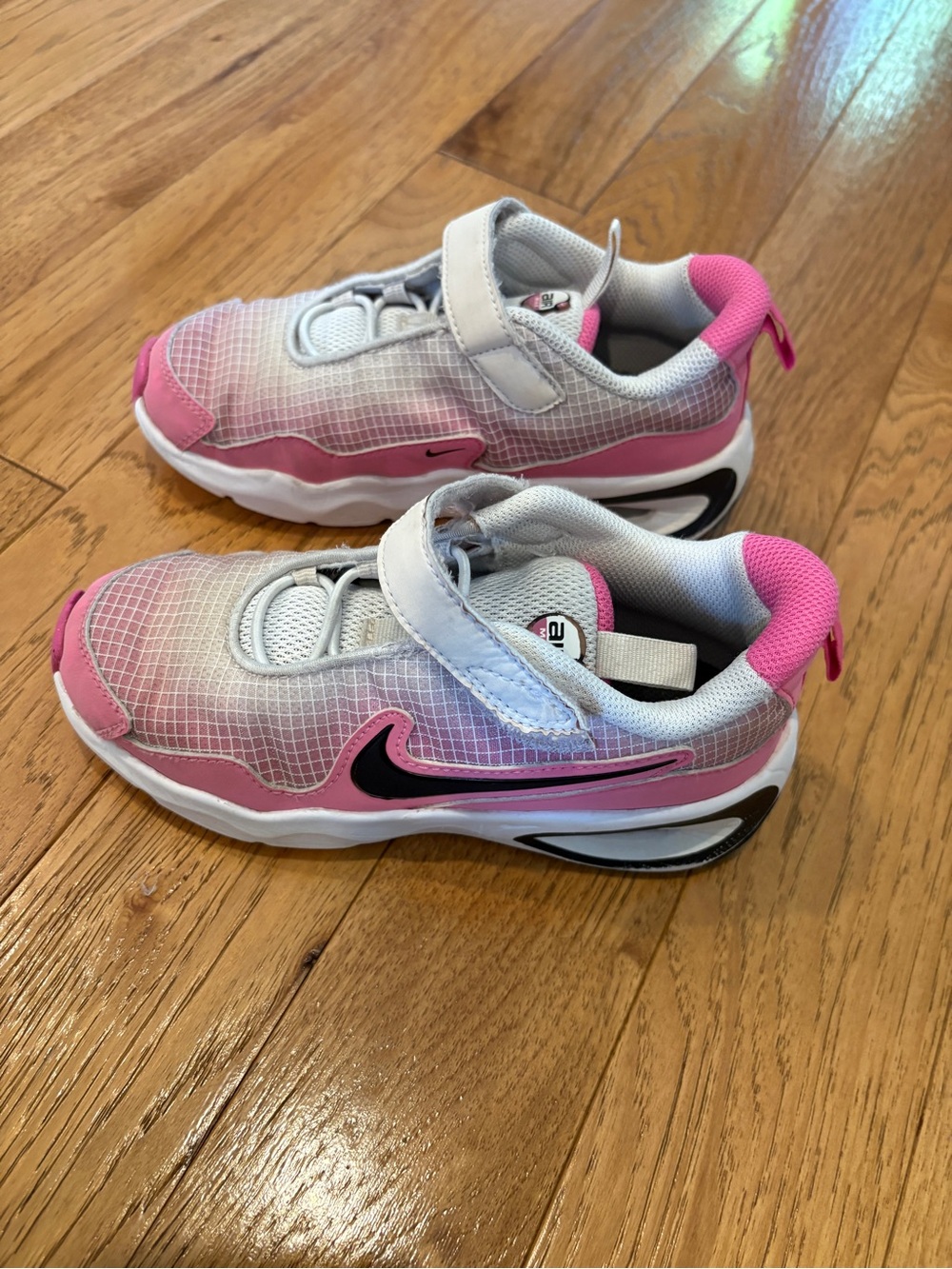 Nike Air Max Girls 13C Pink White Velcro Running Sneakers Shoes
